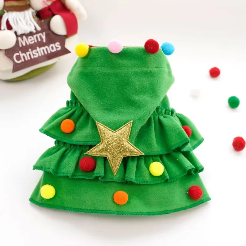 Christmas Dog Cloak and Cape - Festive Santa Tree Costume for Pets