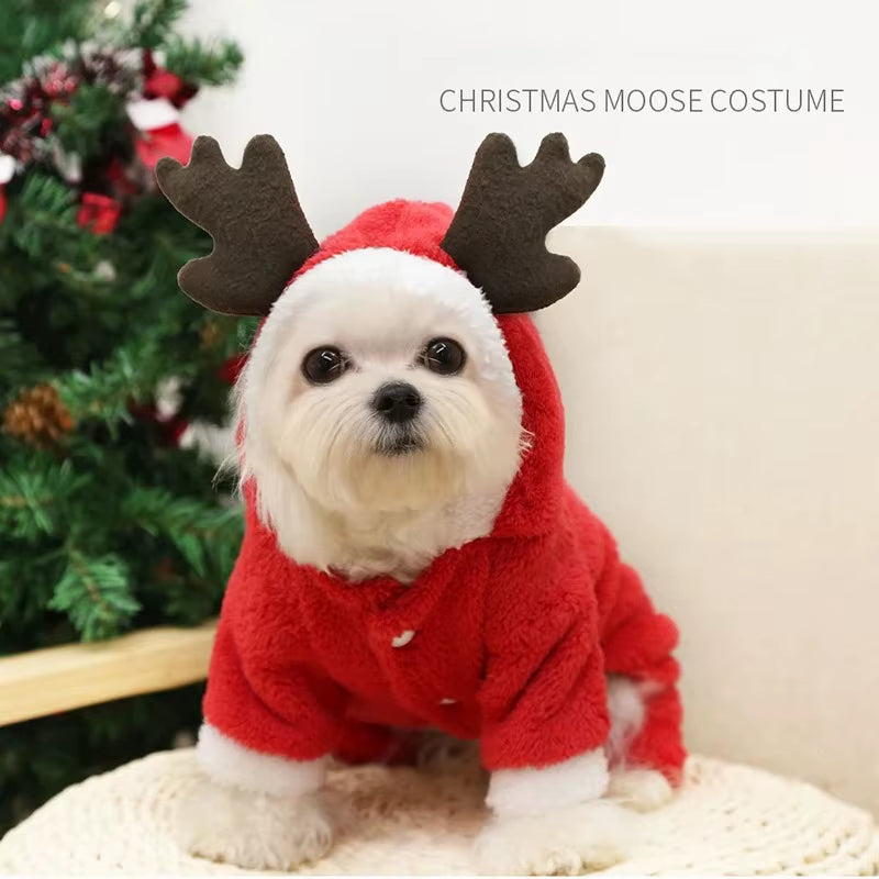 Winter Coral Velvet Elk Hoodies for small Dogs 