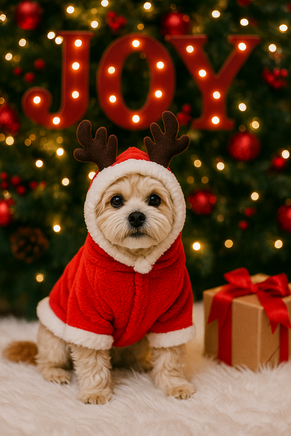 Winter Coral Velvet Elk Hoodies for small Dogs