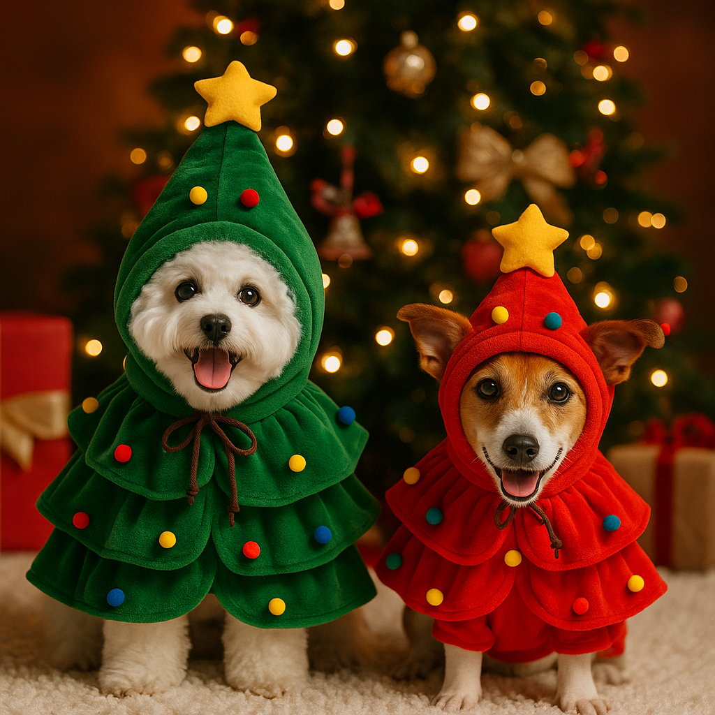 Christmas Dog Cloak and Cape - Festive Santa Tree Costume for Pets