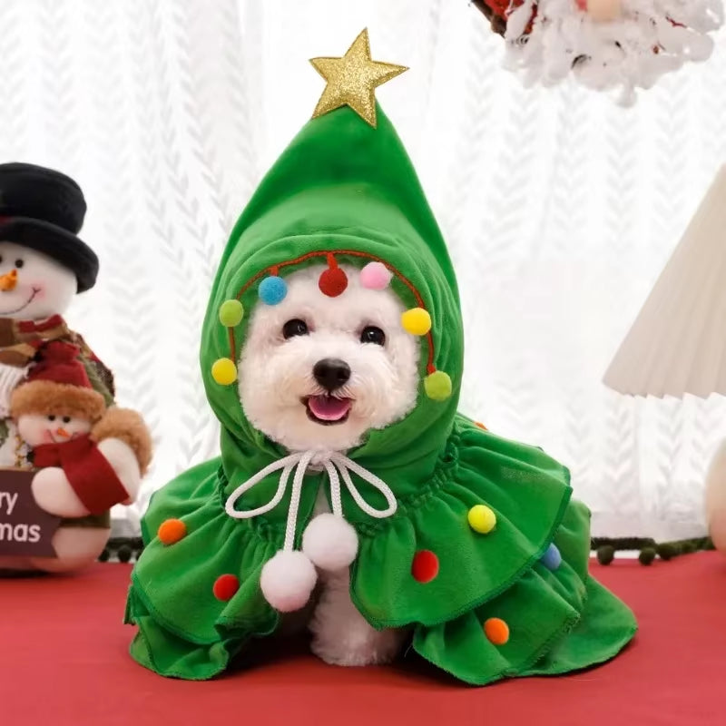 Christmas Dog Cloak and Cape - Festive Santa Tree Costume for Pets