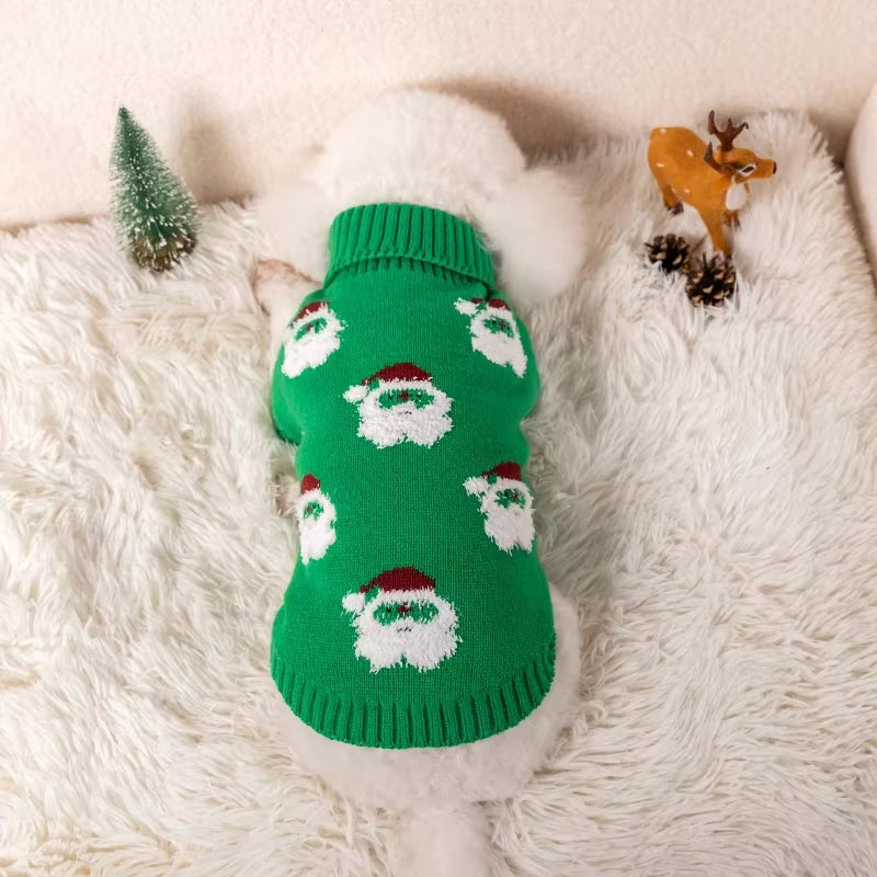 Christmas-Themed Dog and Cat Sweater 
