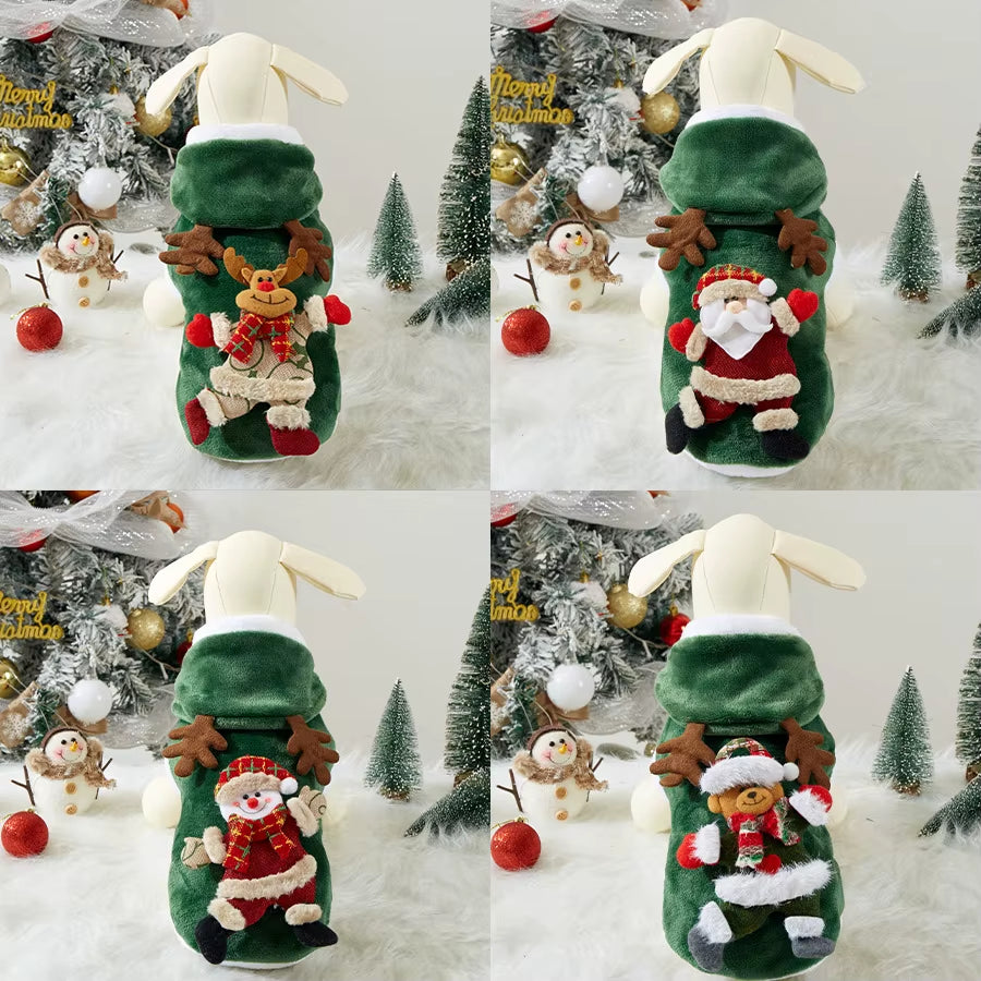 Christmas-Themed Flannel Hoodies for Dogs and Cats