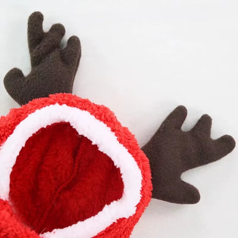 Winter Coral Velvet Elk Hoodies for small Dogs 