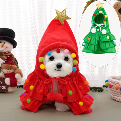 Christmas Dog Cloak and Cape - Festive Santa Tree Costume for Pets